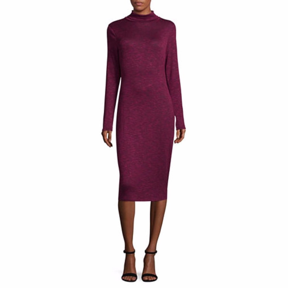 Project Runway Long Sleeve Hacci Foil Bodycon Dress SIZE L NWT $54